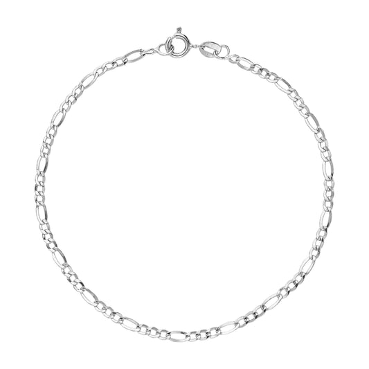 18k White Gold Figaro Bracelet