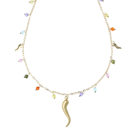 18k  Gold Cornicello Charm Necklace